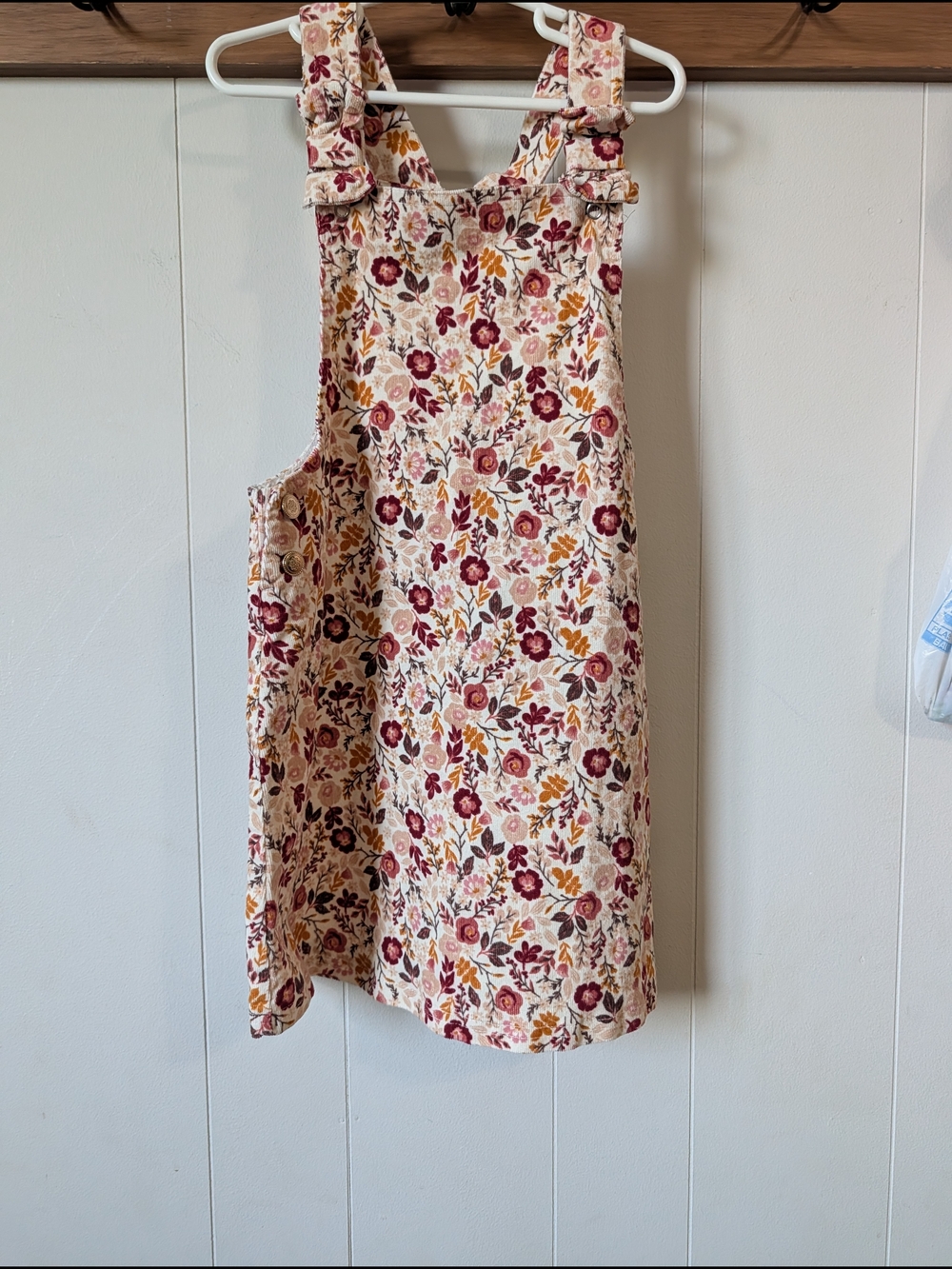 Little Girls Cynthia Rowley Floral Pinafore with Burgundy & Mustard Accents